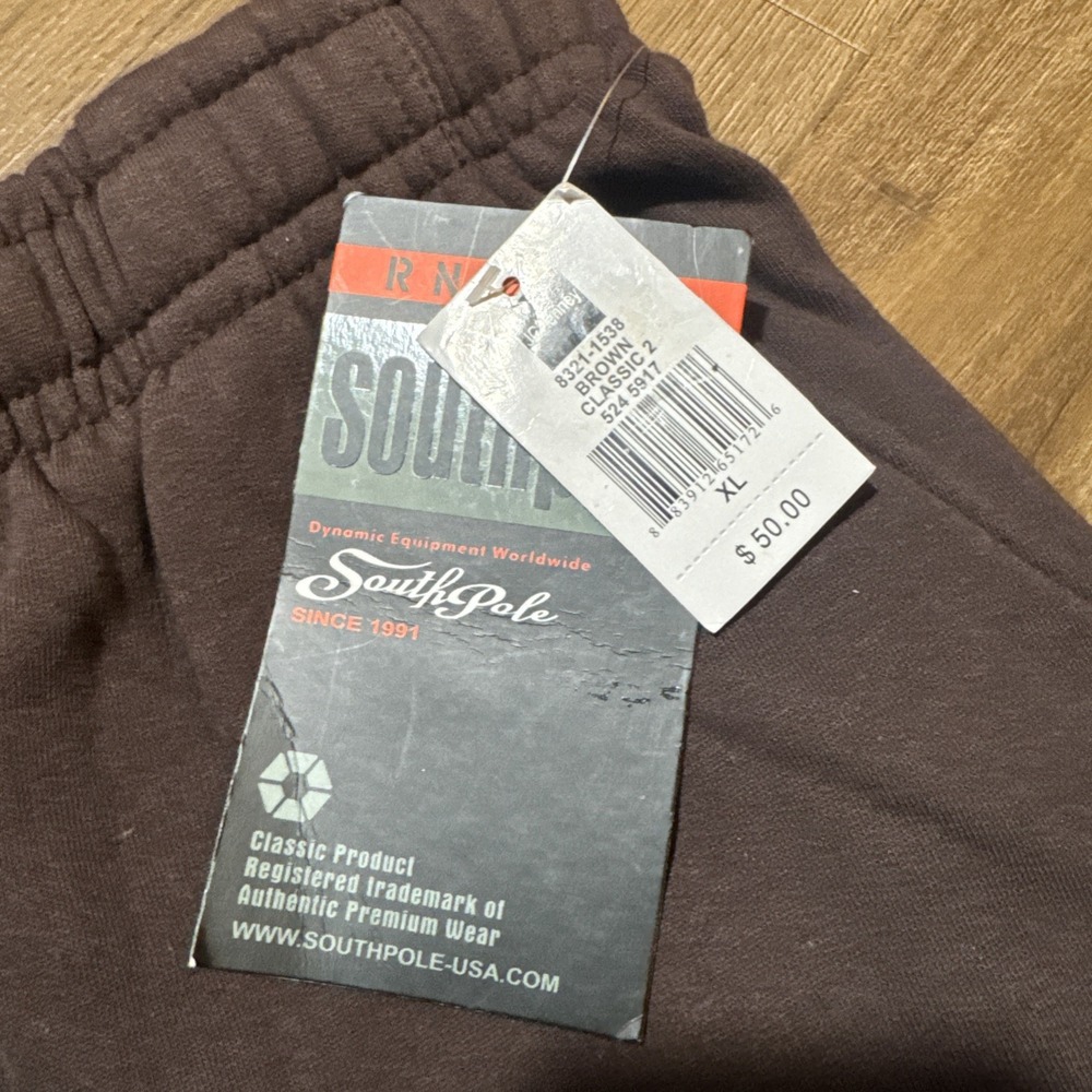 NWT Vintage Southpole Sweatpants Mens XL Brown Baggy Cargo Y2K Oversized Hip Hop - Picture 8 of 16